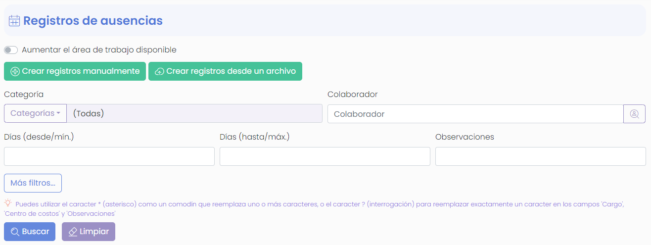 Registros de ausencias